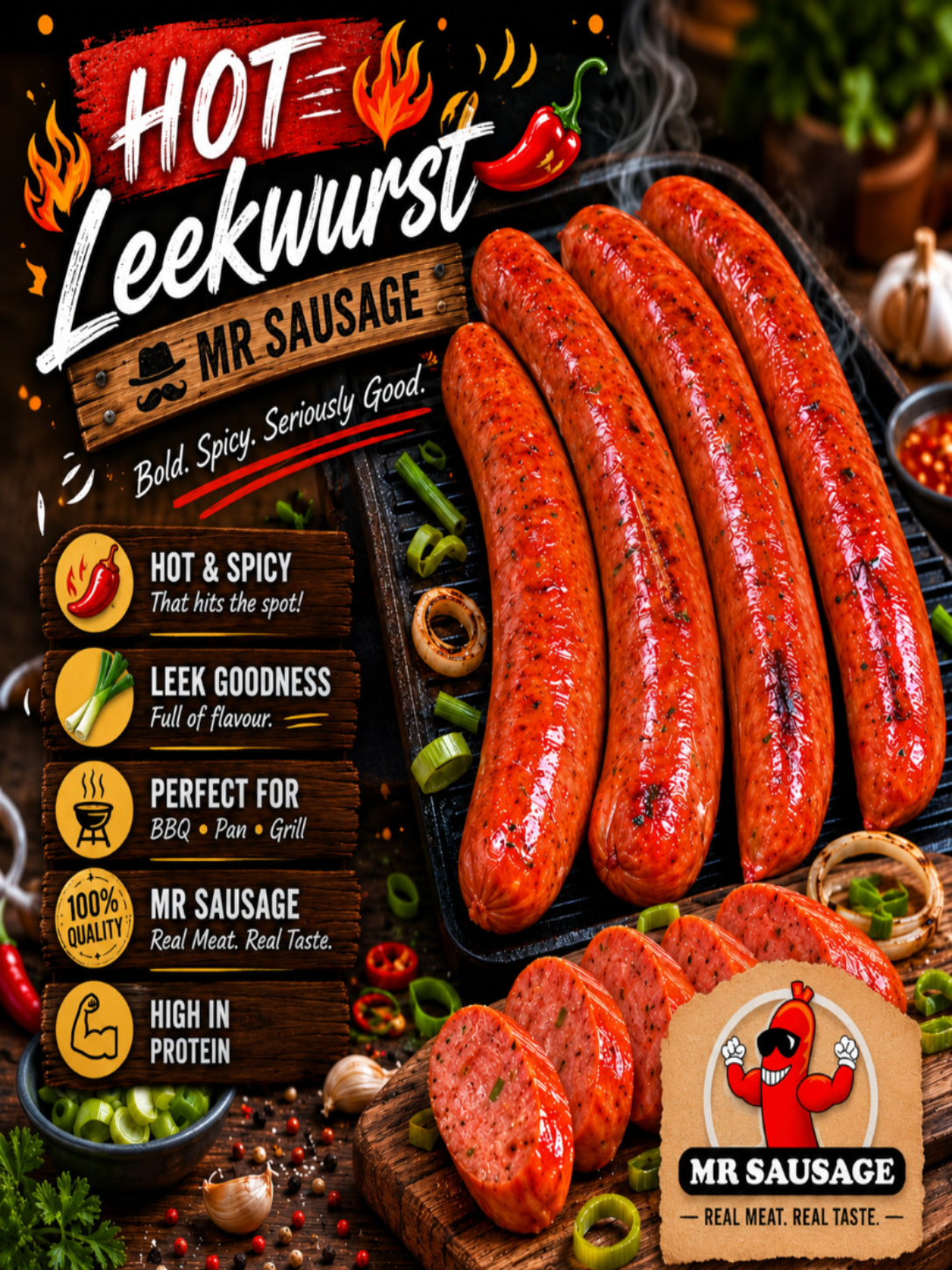 D. Hot Leekwurst - Spicy Kransky 1kg Pack - $17.00