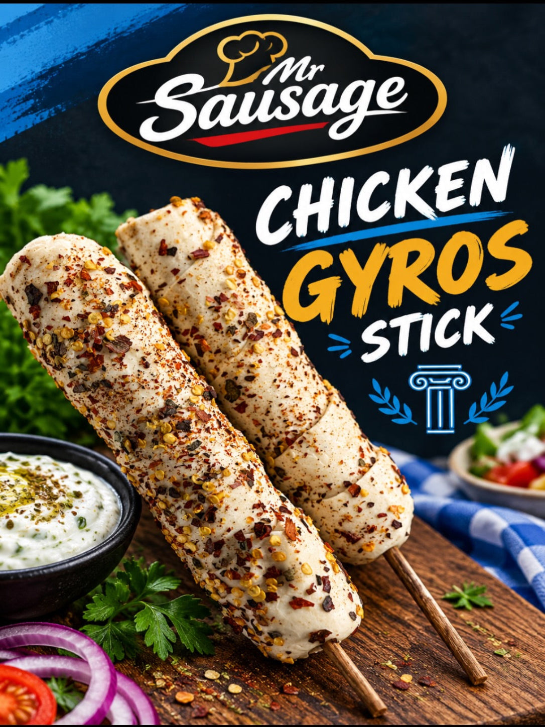 A4. Chicken Gyros on Stick - Precooked - 6 Pack