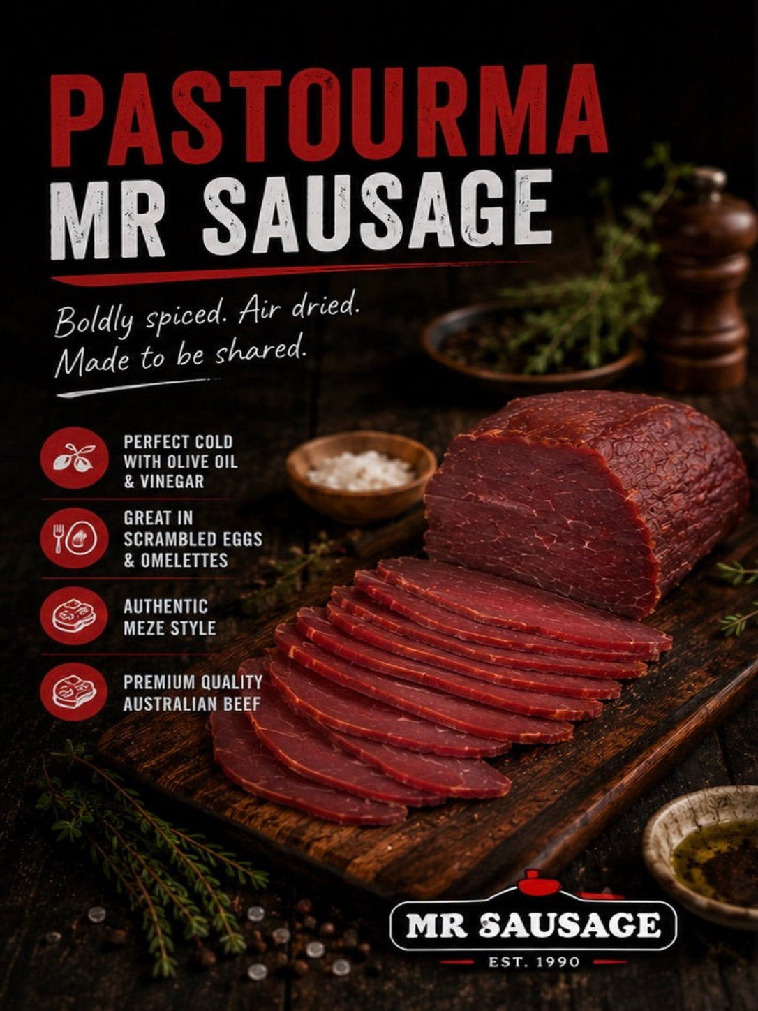 G. Pastourma - Cured, air dried beef 80g pack.
